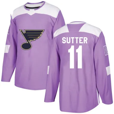 Purple Youth Brian Sutter Authentic St. Louis Blues Hockey Fights Cancer Jersey