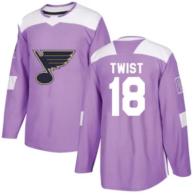 Purple Youth Tony Twist Authentic St. Louis Blues Hockey Fights Cancer Jersey
